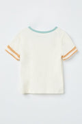 Girls Stripe Sleeve Knit Tee - Off White by Boutique 23