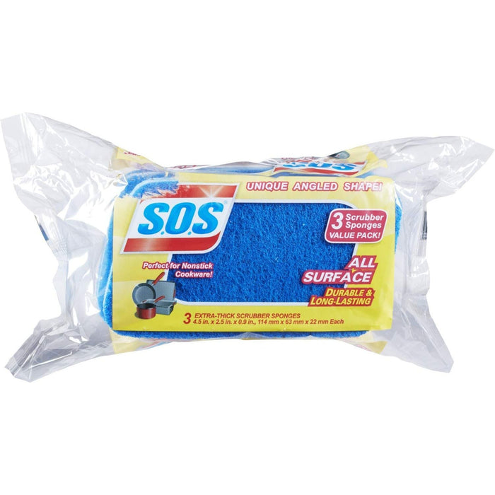 SOS Scrubber Sponge, All Surface, 3/Pack, Blue by Pasteur Pharmacy
