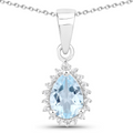 Sterling Silver Blue Topaz Necklace and Earring Set by Fine Color Jewels