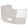 Oxford Twin-Pocket Folder, Embossed Leather Grain Paper, 0.5" Capacity, 11 x 8.5, Gray, 25/Box