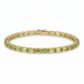 9.6 Ct Emerald Green Peridot Prong Silver Tennis Bracelet by Fine Color Jewels