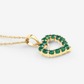 10K Yellow Gold Zambian Emerald Heart Necklace by Fine Color Jewels