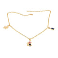 Cat Charm Necklace 18K yellow Gold Over Silver by Fine Color Jewels