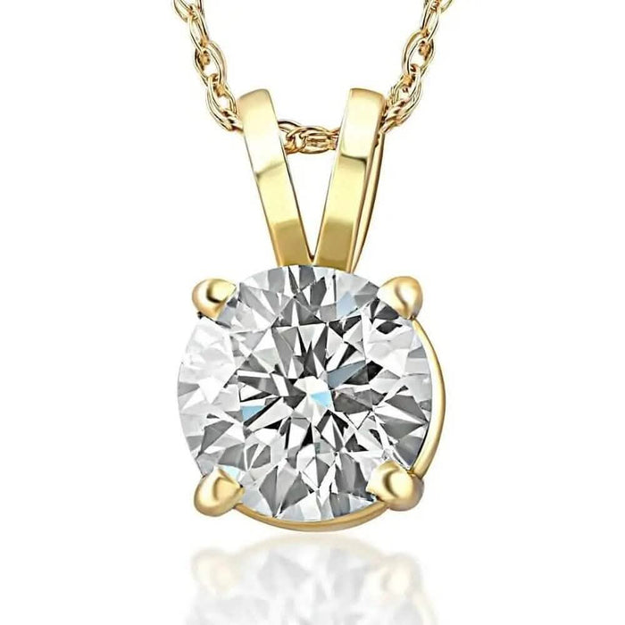 1/4 - 2 Ct T.W. Natural Diamond Solitaire Pendant in 14K White or Yellow Gold by DailySale
