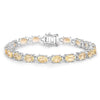 14.40 Ct Oval Light Yellow Citrine Prong Sterling Silver Inline Tennis Bracelet