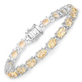 14.40 Ct Oval Light Yellow Citrine Prong Sterling Silver Inline Tennis Bracelet by Fine Color Jewels