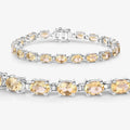 14.40 Ct Oval Light Yellow Citrine Prong Sterling Silver Inline Tennis Bracelet by Fine Color Jewels