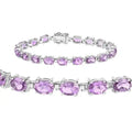 14.40 Ct Oval Purple Amethyst Prong Sterling Silver Tennis Bracelet by Fine Color Jewels