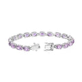 14.40 Ct Oval Purple Amethyst Prong Sterling Silver Tennis Bracelet by Fine Color Jewels