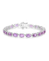 14.40 Ct Oval Purple Amethyst Prong Sterling Silver Tennis Bracelet