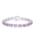 14.40 Ct Oval Purple Amethyst Prong Sterling Silver Tennis Bracelet by Fine Color Jewels