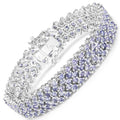 14.70 Cttw Round Violet Tanzanite Prong Sterling Silver Multi-Row Tennis Bracelet by Fine Color Jewels