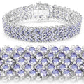 14.70 Cttw Round Violet Tanzanite Prong Sterling Silver Multi-Row Tennis Bracelet by Fine Color Jewels