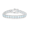 14.79 Ct Oval Blue Topaz Prong Sterling Silver Inline Tennis Bracelet