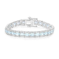 14.79 Ct Oval Blue Topaz Prong Sterling Silver Inline Tennis Bracelet by Fine Color Jewels
