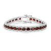 14.79 Ct Oval Deep Red Garnet Prong Sterling Silver Inline Tennis Bracelet