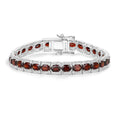 14.79 Ct Oval Deep Red Garnet Prong Sterling Silver Inline Tennis Bracelet by Fine Color Jewels