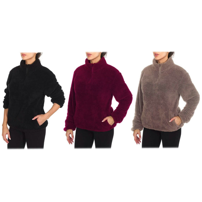 1/4 Zip Collared Sherpa In and Out Lined Pull Over with 2 Pockets by DailySale