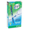 Pilot B2P Bottle-2-Pen Recycled Ballpoint Pen, Retractable, Medium 1 mm, Red Ink, Translucent Blue Barrel, Dozen