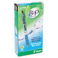 Pilot B2P Bottle-2-Pen Recycled Ballpoint Pen, Retractable, Medium 1 mm, Black Ink, Translucent Blue Barrel, Dozen