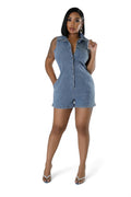 Denim Button Up Romper by The House of Stylez