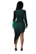 Mock Neck Knit Dress with Asymmetric Slit by The House of Stylez
