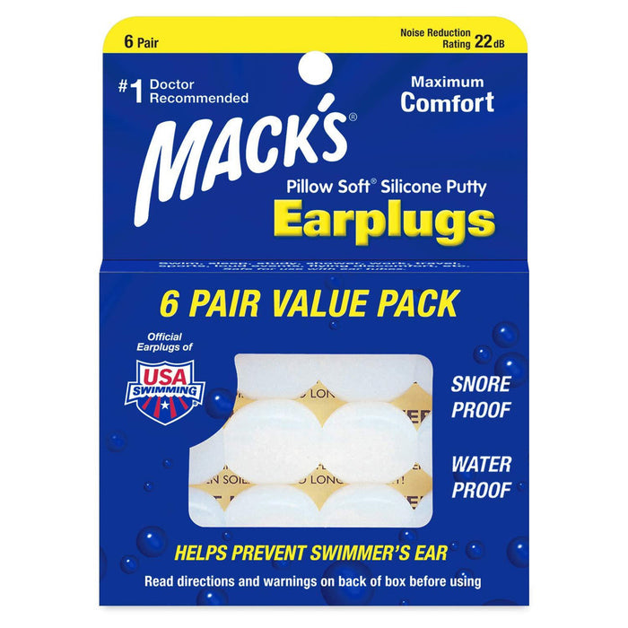 Mack's Pillow Soft Silicone Earplugs - 6 Pair, Value Pack by Pasteur Pharmacy
