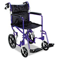 Medline Excel Deluxe Aluminum Transport Wheelchair, 300 lb Capacity, 19 x 16 Seat