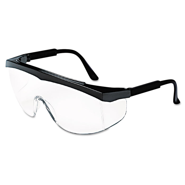 MCR Stratos Safety Glasses, Black Frame, Clear Lens