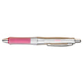 Pilot Dr. Grip Center of Gravity Breast Cancer Awareness Ballpoint Pen, Retractable, Medium 1mm, Black Ink, Silver/Pink Barrel
