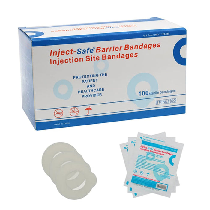 Inject-Safe White Film Foam Adhesive Barrier Strip Sterile 1-3/8 Inch Diameter Bandages by Pasteur Pharmacy