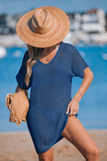 Cupshe Womens Crochet Short Sleeve Cover-Up Mini Beach Dress by Vanessa Jane