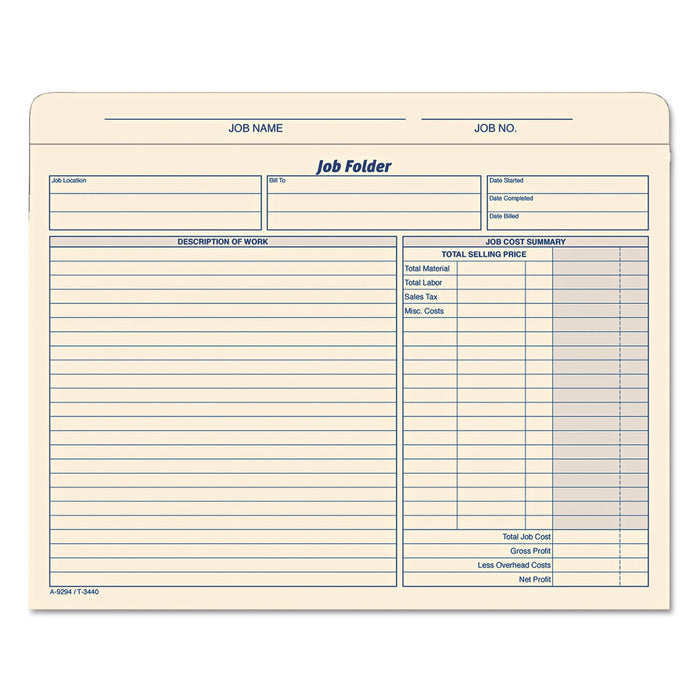 TOPS Job Folder, Straight Tabs, Letter Size, Manila, 20/Pack