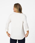 Cable and Gauge Womens Lace Trim Henley Top - Whisper White, large by Vanessa Jane