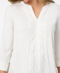Cable and Gauge Womens Lace Trim Henley Top - Whisper White, large by Vanessa Jane