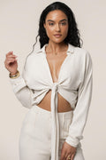 Jluxlabel Womens Soho Front Tied Woven Top by Vanessa Jane