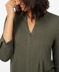 Cable and Gauge Womens Pintuck Pleat Henley Top - Dry Oregano, Small by Vanessa Jane