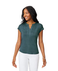 Cable and Gauge Womens Embroidered Henley Top, Medium by Vanessa Jane