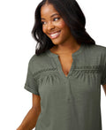 Cable and Gauge Womens Shirred Detail Short Sleeve Top, Medium by Vanessa Jane