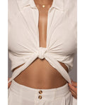 Jluxlabel Womens Soho Front Tied Woven Top by Vanessa Jane
