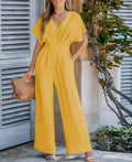 Cupshe Womens V-Neck Short Sleeve Straight Leg Jumpsuit by Vanessa Jane