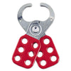 Master Lock Steel Lockout Hasp, Steel/Vinyl, 2.37", Silver/Red