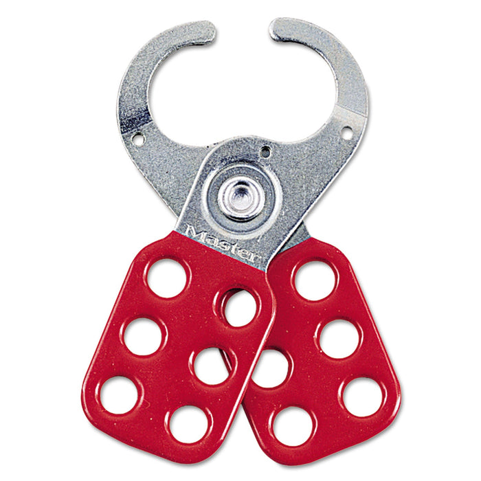 Master Lock Steel Lockout Hasp, Steel/Vinyl, 2.37", Silver/Red