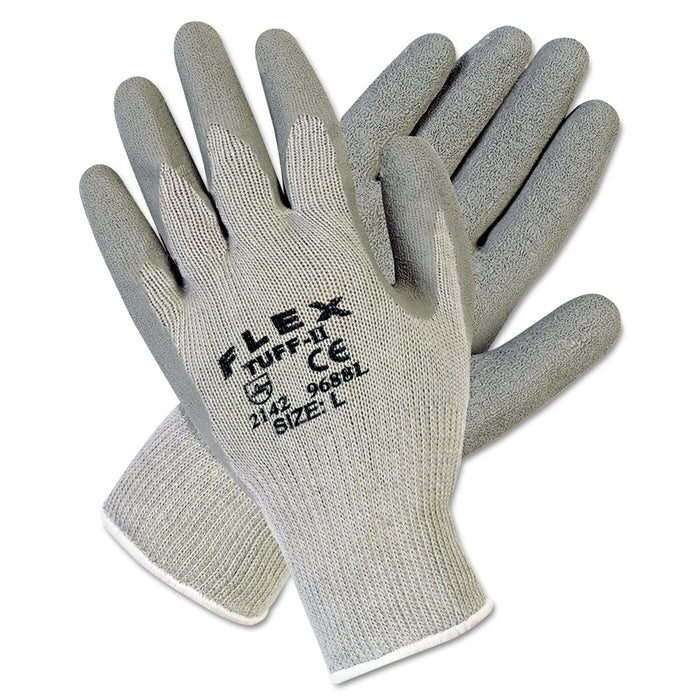 MCR FlexTuff Latex Dipped Gloves, Gray, Large, 12 Pairs