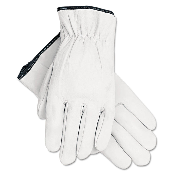 MCR Grain Goatskin Driver Gloves, White, Large, 12 Pairs