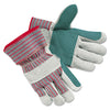 MCR Men's Economy Leather Palm Gloves, White/Red, Large, 12 Pairs