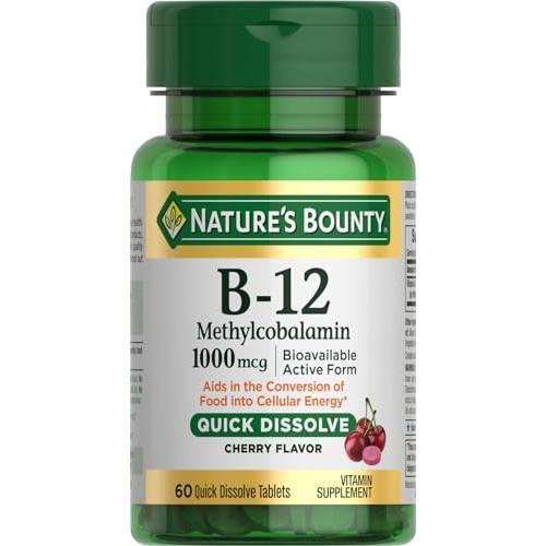 Nature's Bounty Vitamin B-12 Quick Dissolve Tablets, 1000mcg, Aids In The Conversion Of Food Into Cellular Energy, Cherry Flavor, 60ct by Pasteur Pharmacy