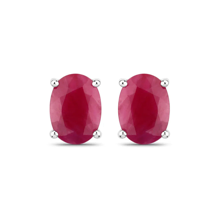 1.70 Ct Oval Pink Ruby Prong 10K Gold Stud Earrings by Fine Color Jewels