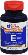 Good Neighbor Pharmacy Vitamin E 1000 IU High-Potency Antioxidant & Immune Support 50 Softgels