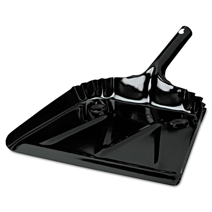Impact Heavy-Duty Metal Dust Pan, 12 x 14, 20-Gauge Steel, Black